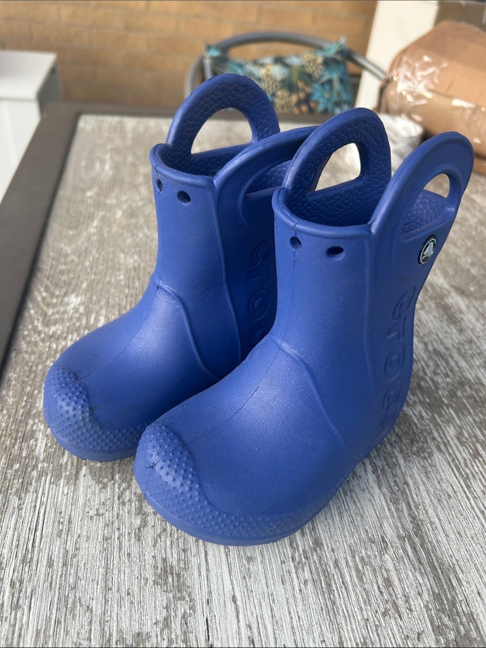 Kids Blue Waterproof Pull-On Rain Boots